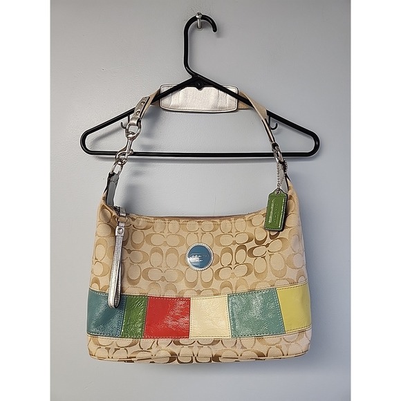 Coach Handbags - Coach Signature E1151-F17428 Wallet & Handbag Multi Logo Canvas Patent